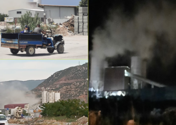 Samandağ’da yurttaşlardan beton santraline tepki